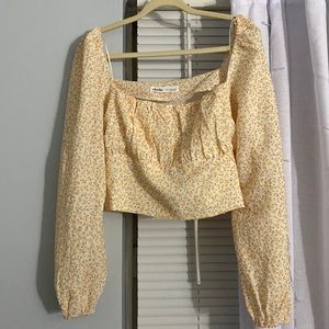 Yellow floral cropped blouse